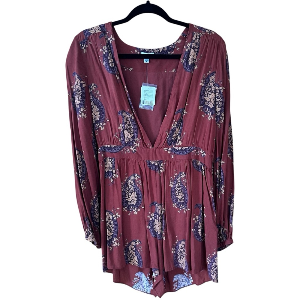 Urban Outfitters - Long Sleeve Burgundy Romper - NWT